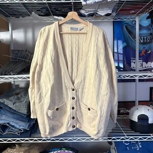 Vintage Elisabeth Liz Claiborne Cable Knit Button Front Cardigan Sweater Womens